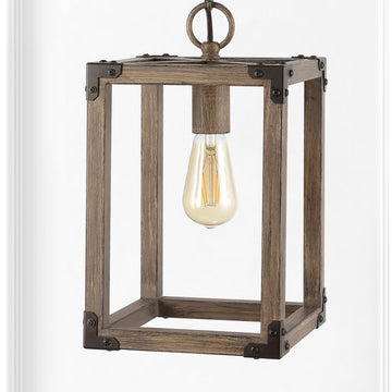 Magnolia 8.13" Adjustable Iron Rustic Farmhouse LED Pendant - JONATHAN Y